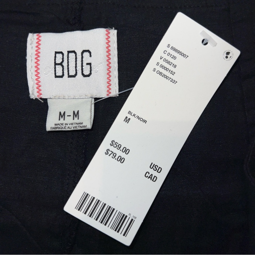 BDG Shaina Belted Linen Black Micro Mini Skort - Picture 6 of 6